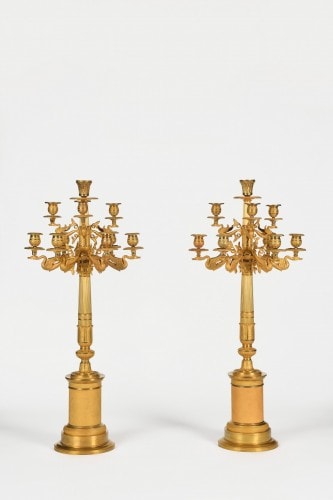 A pair of Ormoulu, Empire period, swan candelabra, attributed to Thomire