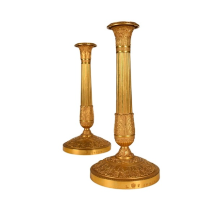 Pair of royal candlesticks for Louis-Philippe at the Château de Neuilly